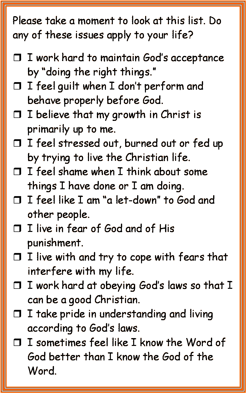 Issues we struggle with